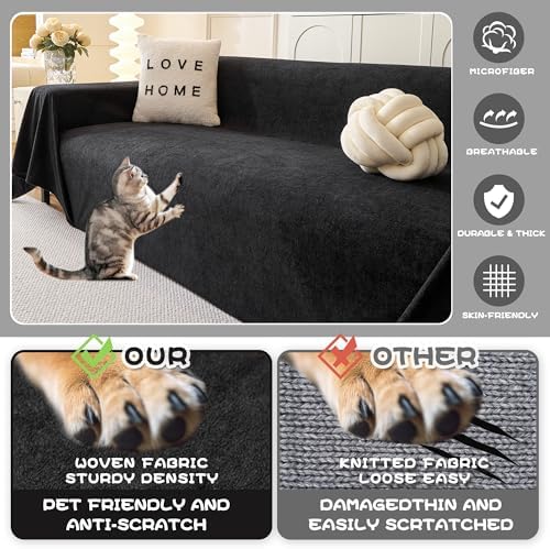 MYSKY HOME Black Couch Covers for Sectional Sofa, Couch Cover L Shape Couch - Image 2