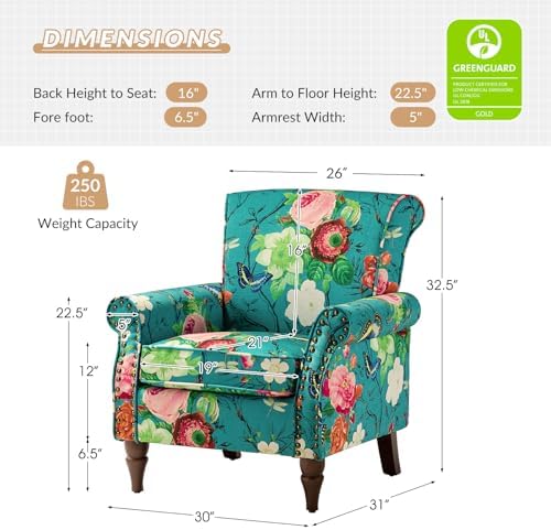 HULALA HOME Traditional Floral Accent Chair - Image 2