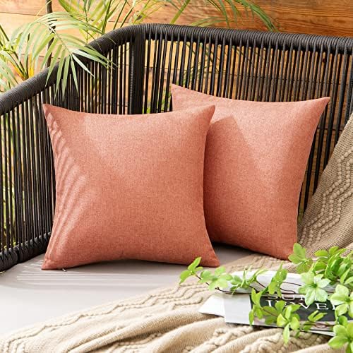 MIULEE Decorative Outdoor Pillow Covers Waterproof 12x12 Coral Red by MIULEE