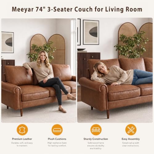 Faux Leather Couch - Image 4