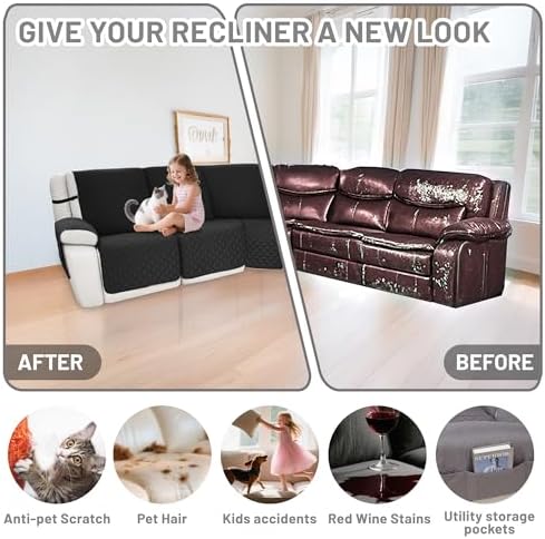 Waterproof Sectional Reclining Couch Covers L Shaped Recliner Sectional Sofa - Image 6