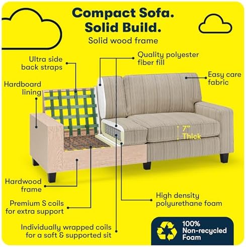 Serta Palisades 78" Track Arm Sofa, Easy Care Polyester, Soft Pillow Back - Image 5