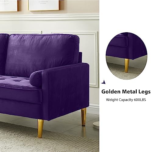 67" Velvet Loveseat Sofa Couch, Tufted Upholstered 2-Seater Couch - Image 6