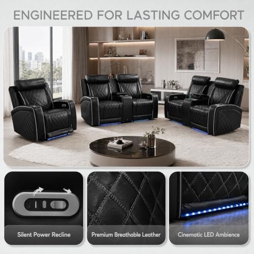 Leather Power Recliner Sofa Set - Image 3