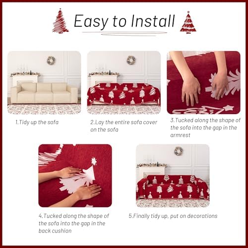 MYSKY HOME 71X102 inches Chair Christmas Couch Cover, Sectional Sofa Covers - Image 6