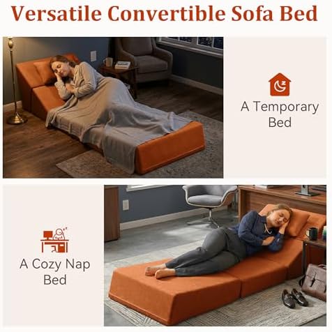 Fold Out Chair Bed, Folding Sofa Bed, 3 in 1 Convertible Sleeper Chair Bed - Image 5