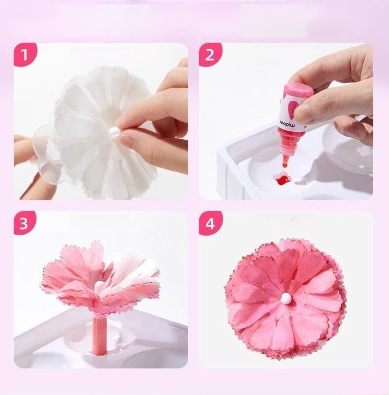 Science Craft Kit: Color Mixing & Dyeing Paper Flower Bouquet for Adults, Teens & Kids 8-12. Handmade Craft for Women's Group Activities & Stem Family Fun, Gift for Birthday Christmas, (Pink Florist)