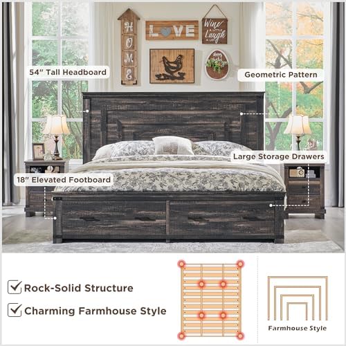 RedLemon 54" Farmhouse King Bed Frame - Image 3