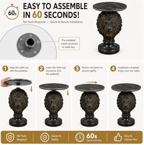 26" Luxury Lion Head Side Table - Image 3