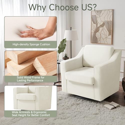 Swivel Accent Chair, Chenille Upholstered Armchair - Image 7