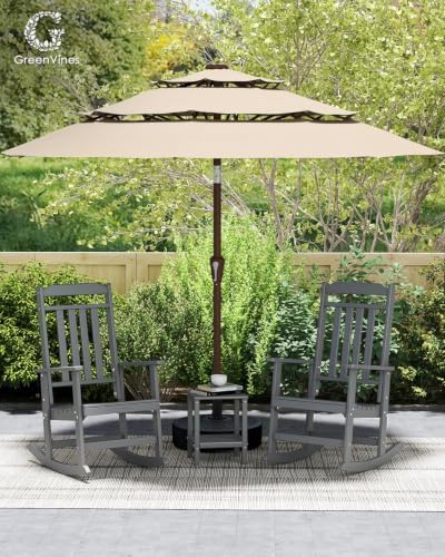 GREENVINES Outdoor Rocking Chairs Set, 2 Rockers w/ 1 Side Table - Image 2