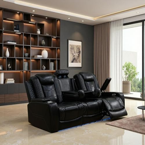 Leather Reclining Sofa Set, Power Recliner Sofa Sectional Couches by Toseslo
