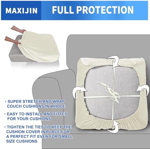 MAXIJIN Velvet Stretch Couch Cushion Covers Soft Sofa Cushion Cover Replacement - Image 4