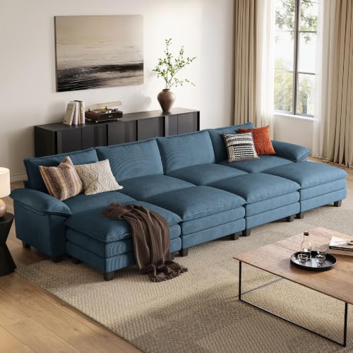 LINSY HOME 157'' Modular Sectional Sofa 4 Seat Couch Corduroy Cloud Couch by LINSYHOME