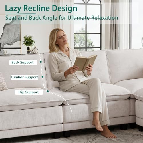 140" Modular Sectional Couch, U Shaped Cloud Sofa - Image 5