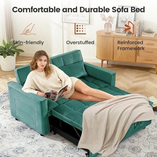 Sleeper Sofa Bed with Adjustable Backrest & Side Pockets - Image 5