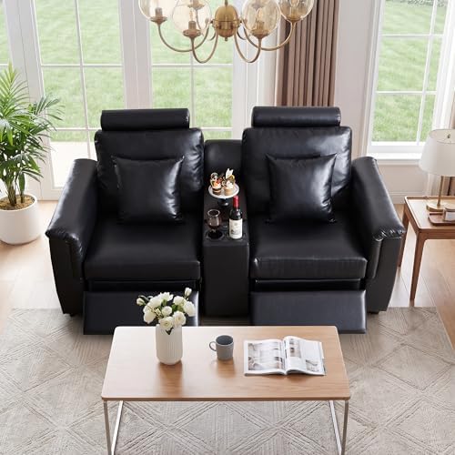RARZOE Modular Sectional Couch Armless Seats Module, Faux Leather Sofa 2 - Image 5