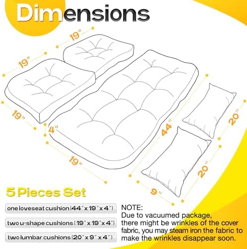 MAGIC ELEPHANT Wicker Chair Cushions, Indoor Outdoor Memory Foam Wicker - Image 5