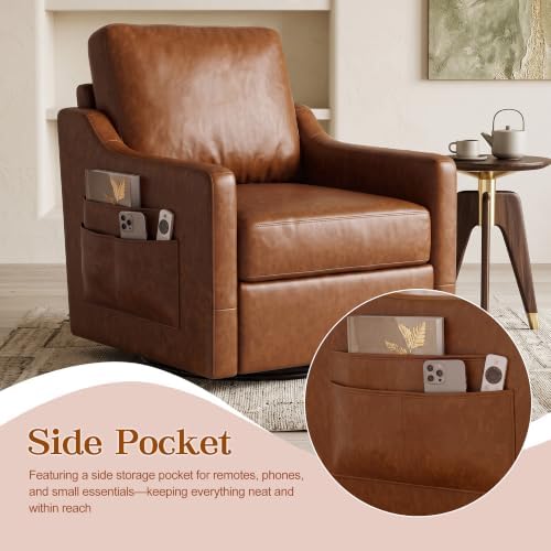 360° Swivel Accent Chair with High Back & Lumbar Support, Deep Seat - Image 7
