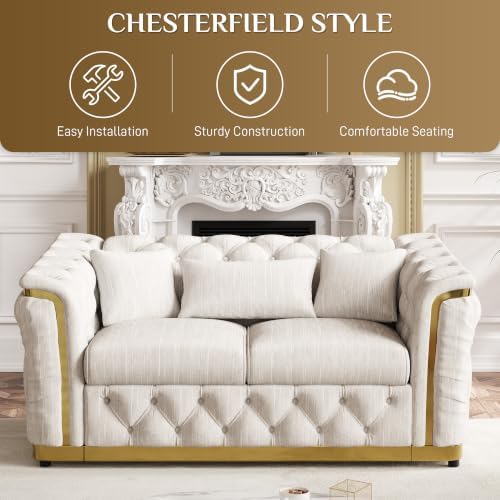 67.5"Velvet Chesterfield Sofa - Image 5