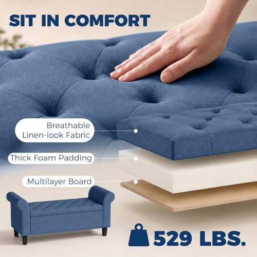 HOMCOM 47" Storage Ottoman End of Bed Bench - Image 7