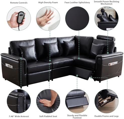 RARZOE Faux Leather Sectional Sofa - Image 6