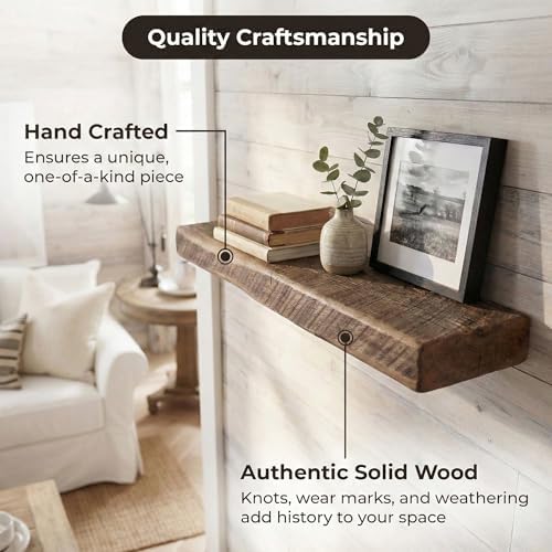 Reclaimed Wood Floating Shelves Real Thick Solid Wood Shelf Handmade - Image 3