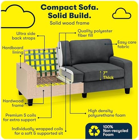 Serta Palisades 73" Track Arm Sofa, Easy Care Polyester, Soft Pillow Back - Image 5