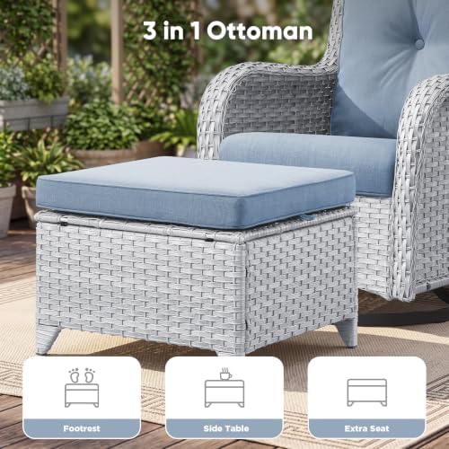Belord 5 Piece Wicker Patio Furniture Set, Outdoor Swivel Rocker Chairs Set of 2 - Image 6
