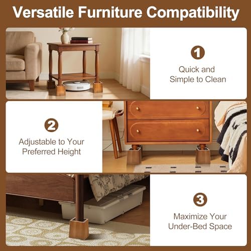 Wooden Bed Risers 5 Inch Heavy Duty, Support 2500 lbs - Image 4