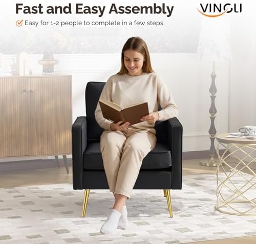 VINGLI Faux Leather Accent Chairs Set of 2 - Image 6