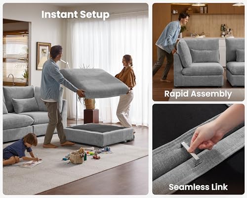 115" Oversized Chenille Modular Sectional Sofa Couches - Image 6