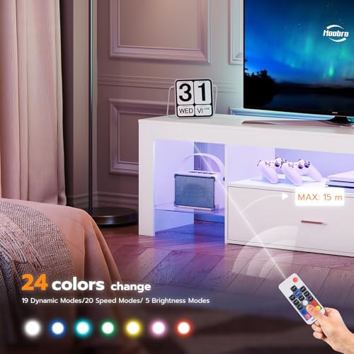 HOOBRO LED TV Stand with Power Outlets to 65 inch TV, Gaming Entertainment - Image 6