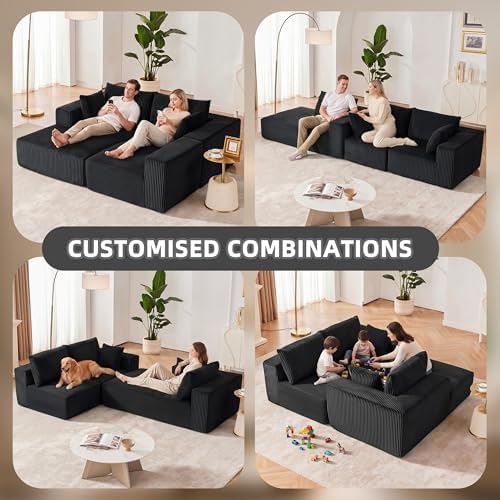 108" Boneless Couch with Chaise, Cloud Sectional Modular Sofa - Image 4