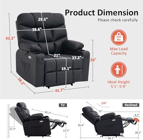 MCombo Power Lift Recliner for Elderly, Leather R7289 - Image 3