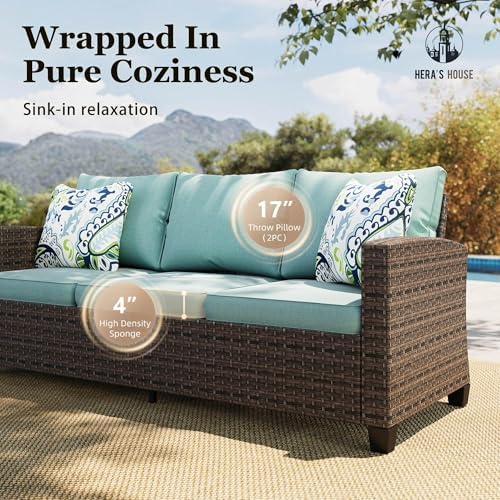 HERA'S HOUSE Wicker Patio Furniture Set, 5 Pieces Outdoor Furniture Set - Image 4