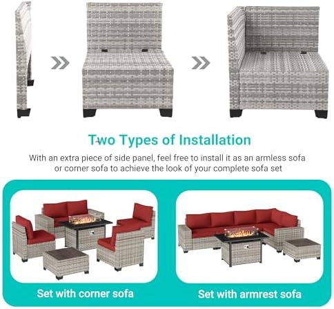 Outdoor Patio Furniture Set PE Wicker Rattan Outdoor Sectional Sofa - Image 3