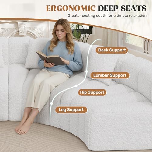 Luxanimarion Oversized Curved Cloud Couch, 6 Seater Modern Modular Sectional - Image 4