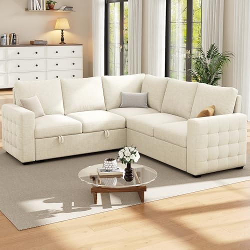86" Sectional Sleeper Sofa Bed, 5 Seat Pull Out Couch - Image 2