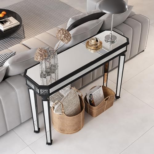 Black Mirrored Console Table, Modern Luxury Mirror Furniture - Image 5