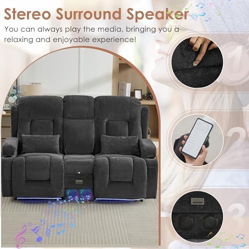 TUNYI Wall Hugger Loveseat Recliner Sofa - Image 7