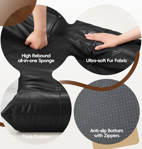 Hobestluk Bean Bag Chair Leather Togo Sofa Memory Foam - Image 5