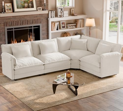 ELUCHANG 114" Oversized Modular Sectional Sofa, Comfy Chenille Cloud Couch by ELUCHANG