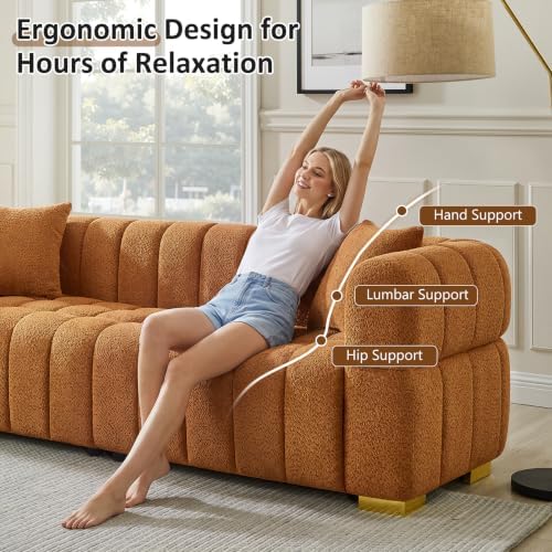 VANOMi 90.9" Boucle 3-Seater Deep Seat Sofa, Oversized Cloud Couch - Image 5