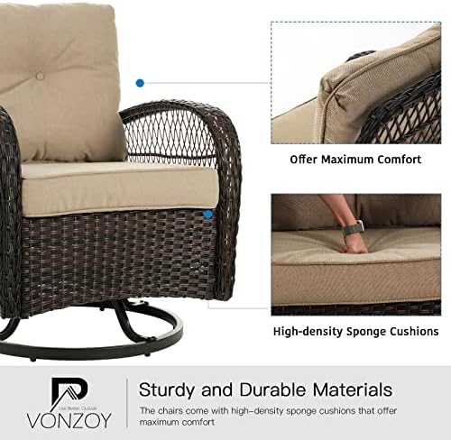 Patio Furniture Set 3 Pieces, Outdoor Swivel Glider Rocker Bistro Set - Image 5