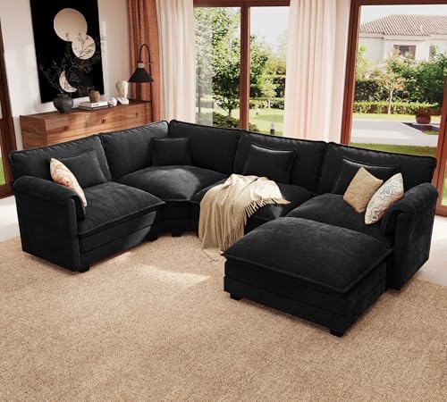 ELUCHANG 114" Oversized V Shaped Modular Sectional Sofa, Comfy Cloud Couch by ELUCHANG