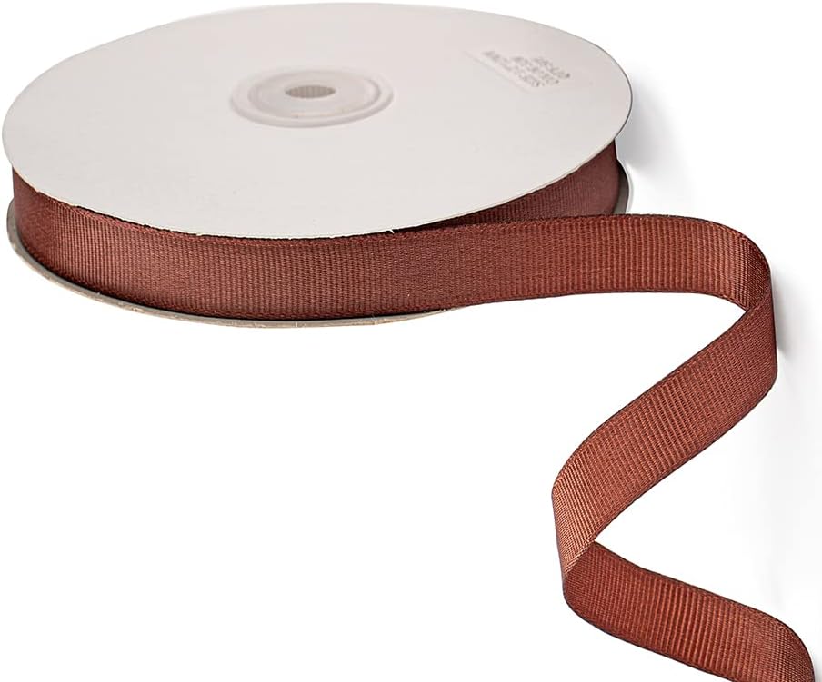 LIUYAXI 5/8" X 50 Yards Solid Brown Grosgrain Ribbon, Perfect for Crafts, Wedding Decor, DIY Hair Accessories, Sewing, Gift Package Wrapping and More