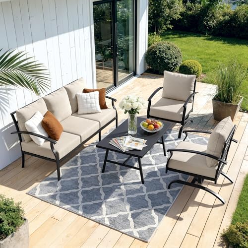 Kullavik 2 Piece Metal Outdoor Patio Furniture Set, Outdoor Sectional Sofa - Image 5