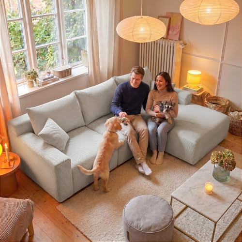 Homkdom Modular Sectional Sofa for Apartment, Light Grey, Right Facing - Image 3