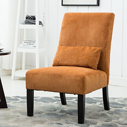 Roundhill Furniture Pisano Orange Fabric Armless Contemporary Accent Chair - Image 2